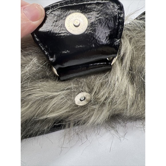 Furry Black￼ Purse Clutch Bag Strap Small  Zipper Faux Fur Bag - Picture 6 of 7